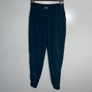 FLX Dark Green Legging Pants‎ Joggers with ankle cuffs Size Small